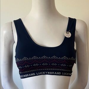 Lucky Brand Women's Dark Blue Patterned Sports Bra